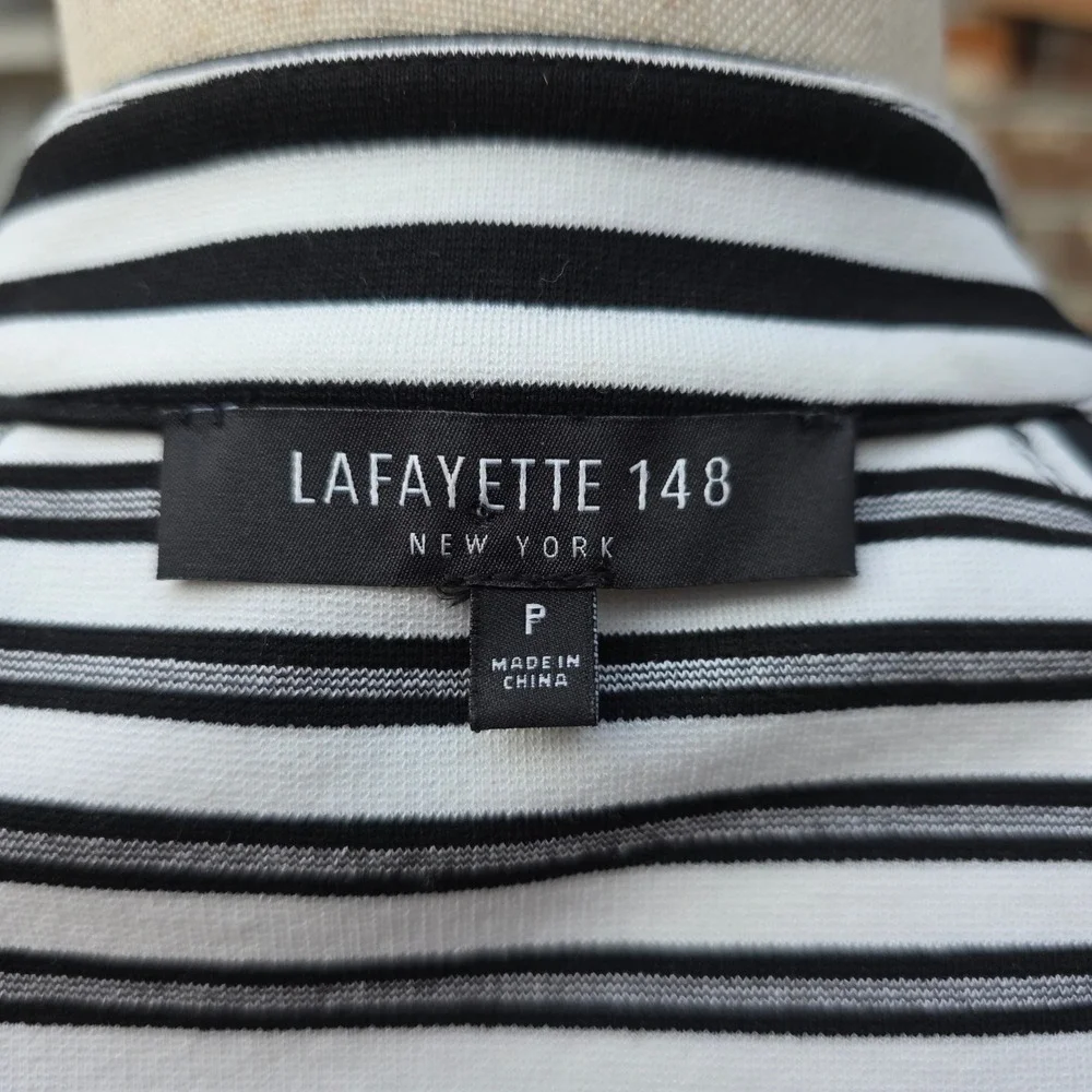 Lafayette 148 Jacket Small Petite Striped Short Sleeve Minimalist‎ Quiet Luxury